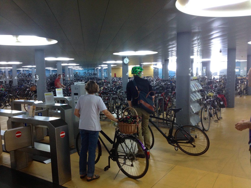 bicycle station under train station in Basel