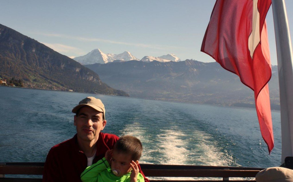 Lukas with Papa on the boat