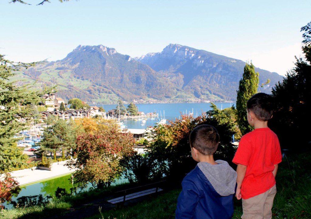 Anton and Lukas watching the port of Spiez